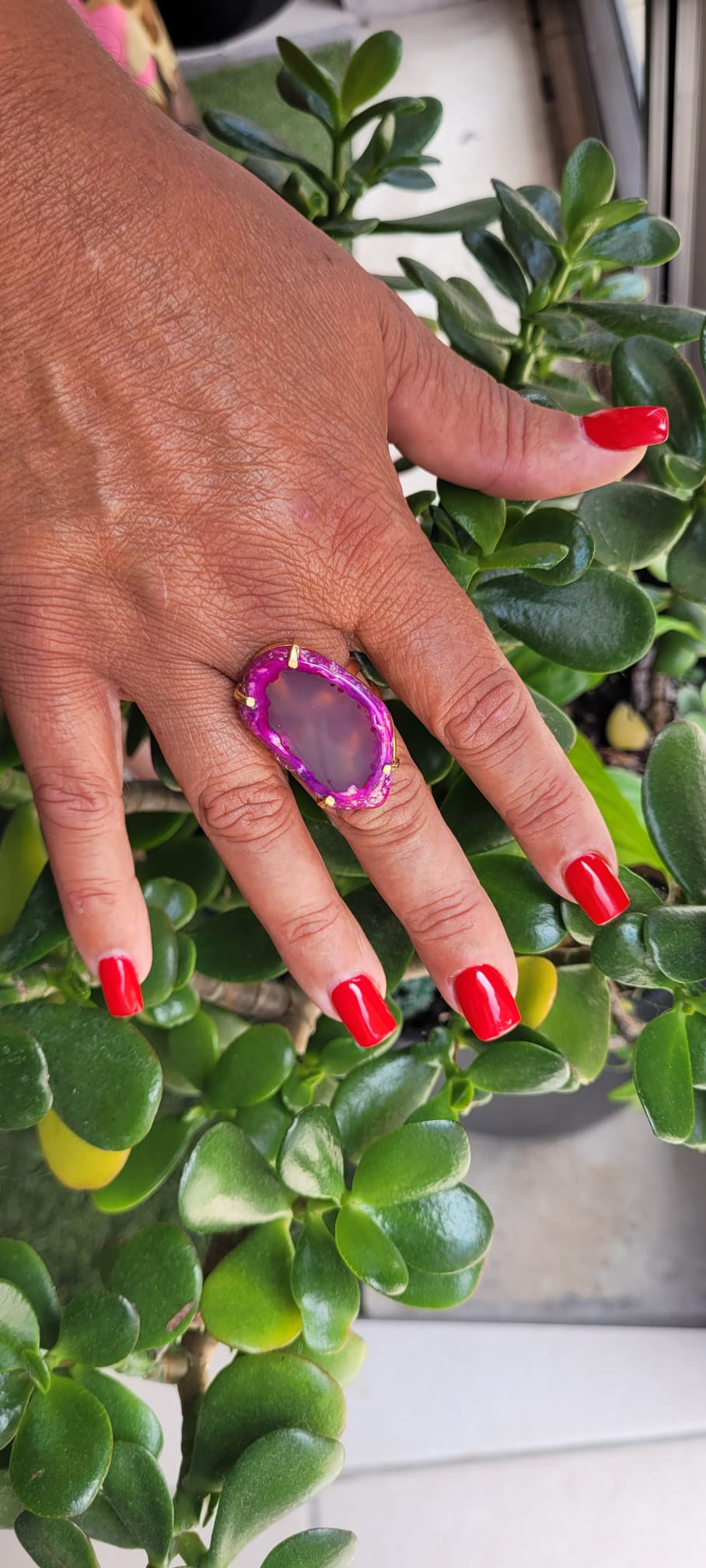 Anillo de ágata rosa