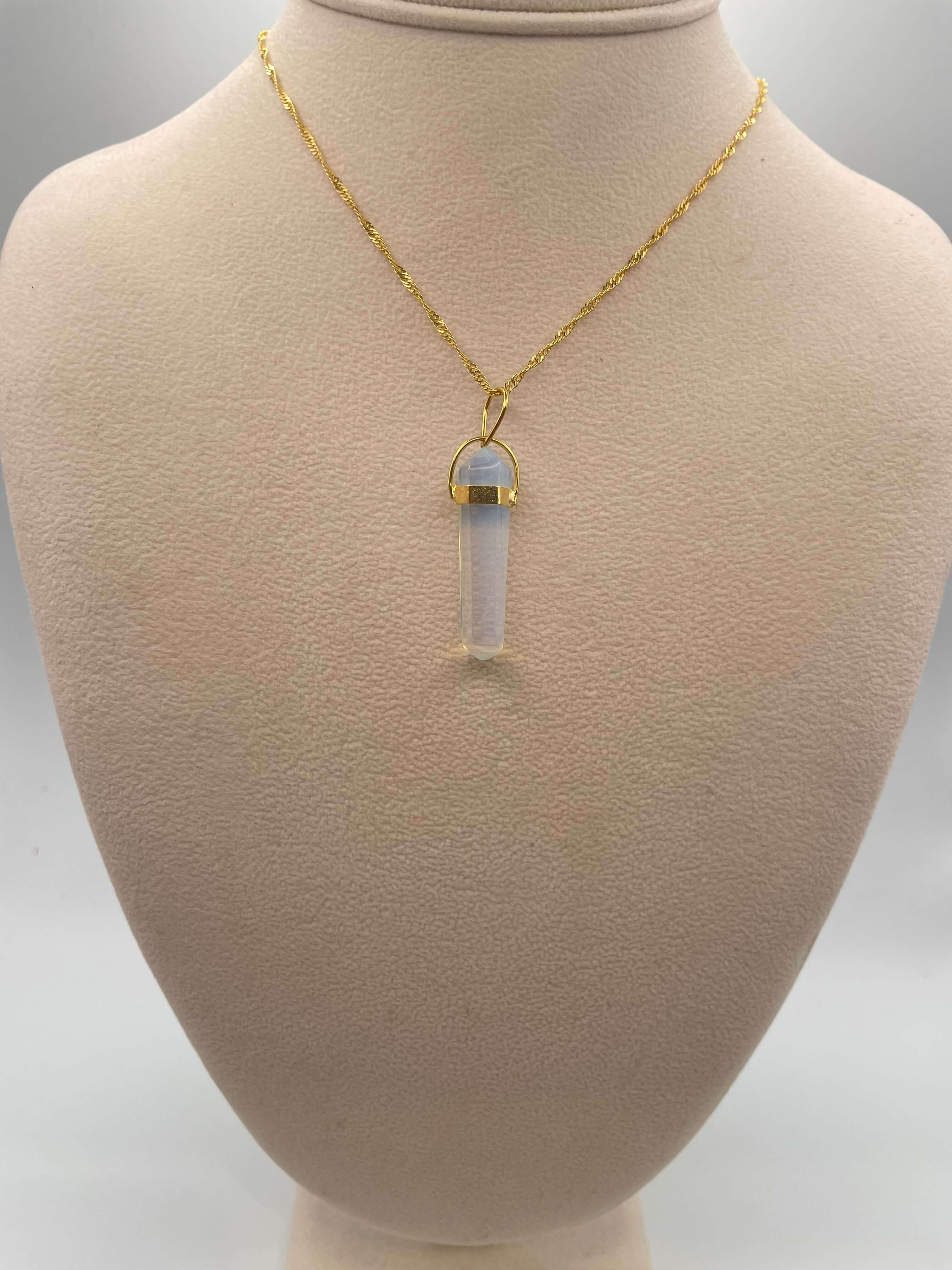 Colar pino longo pedra da lua