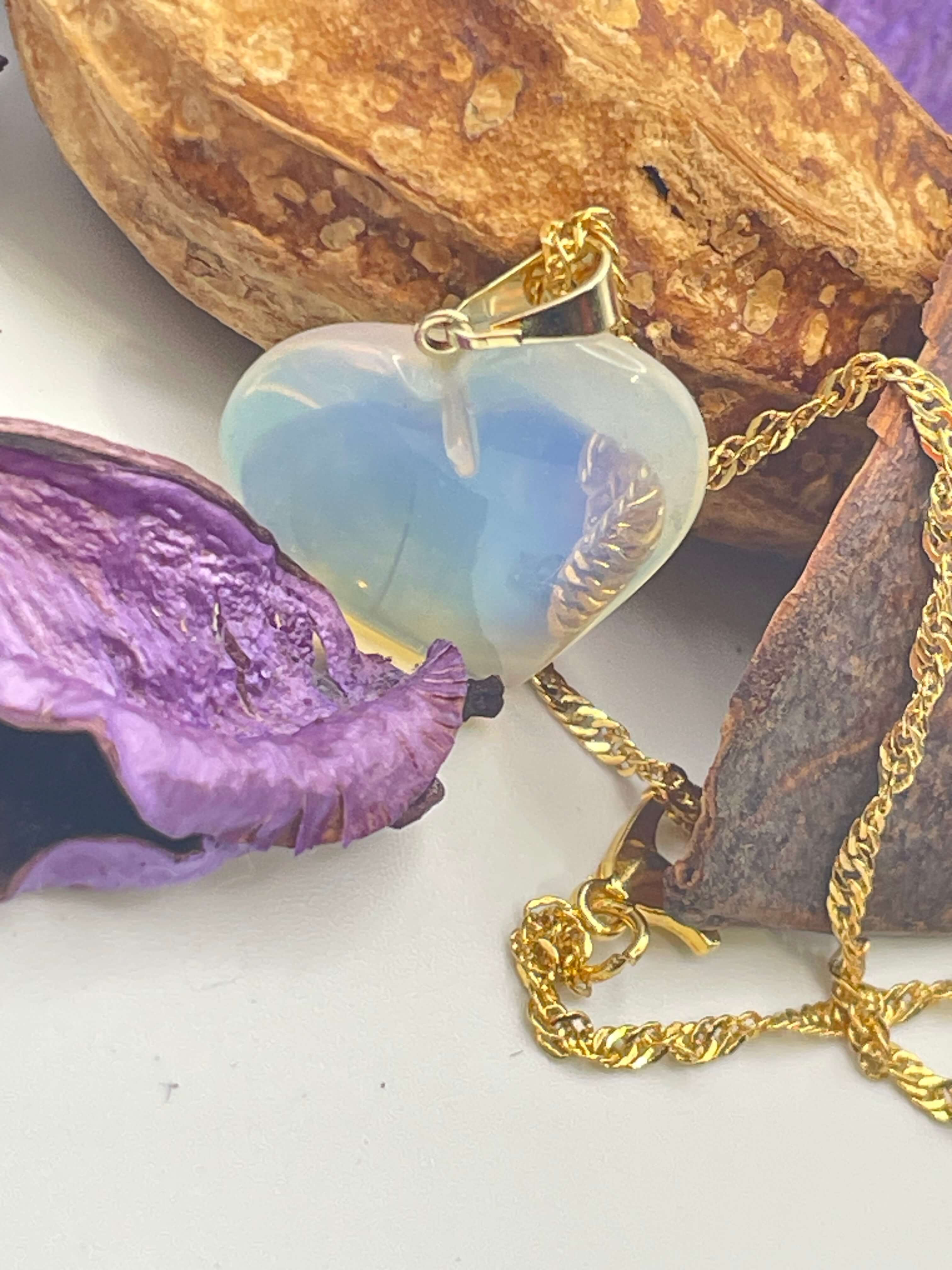 Colar coração pedra da lua