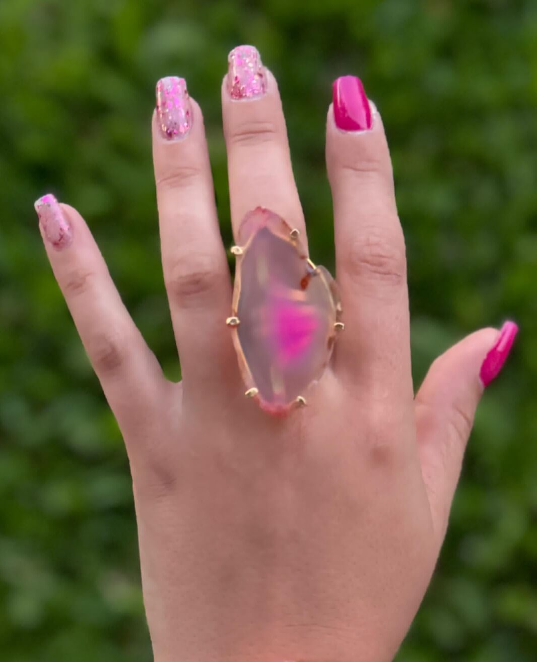 anillo de ágata rosa mixta