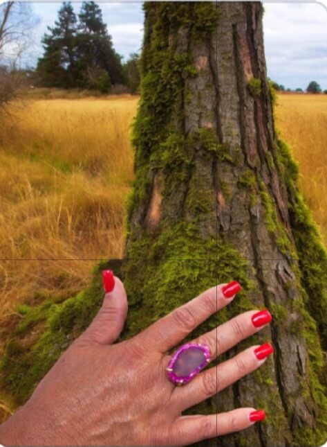 Anillo de ágata rosa