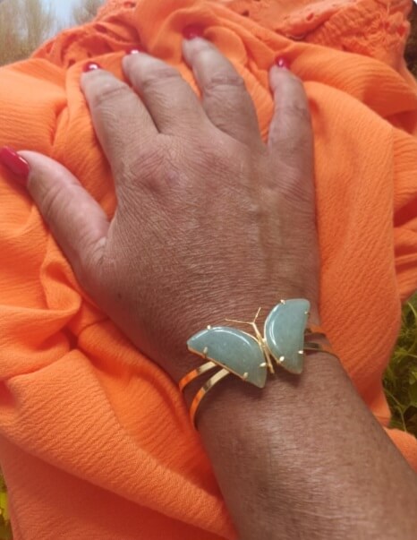 Pulsera Mariposa Cuarzo Verde