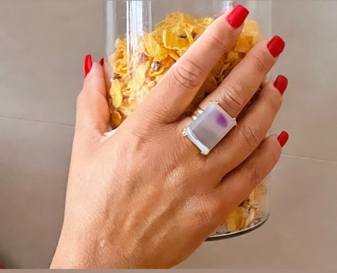 Mixed purple agate ring
