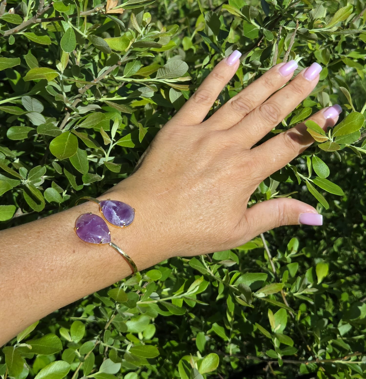 bracelete 2 pedras ametista