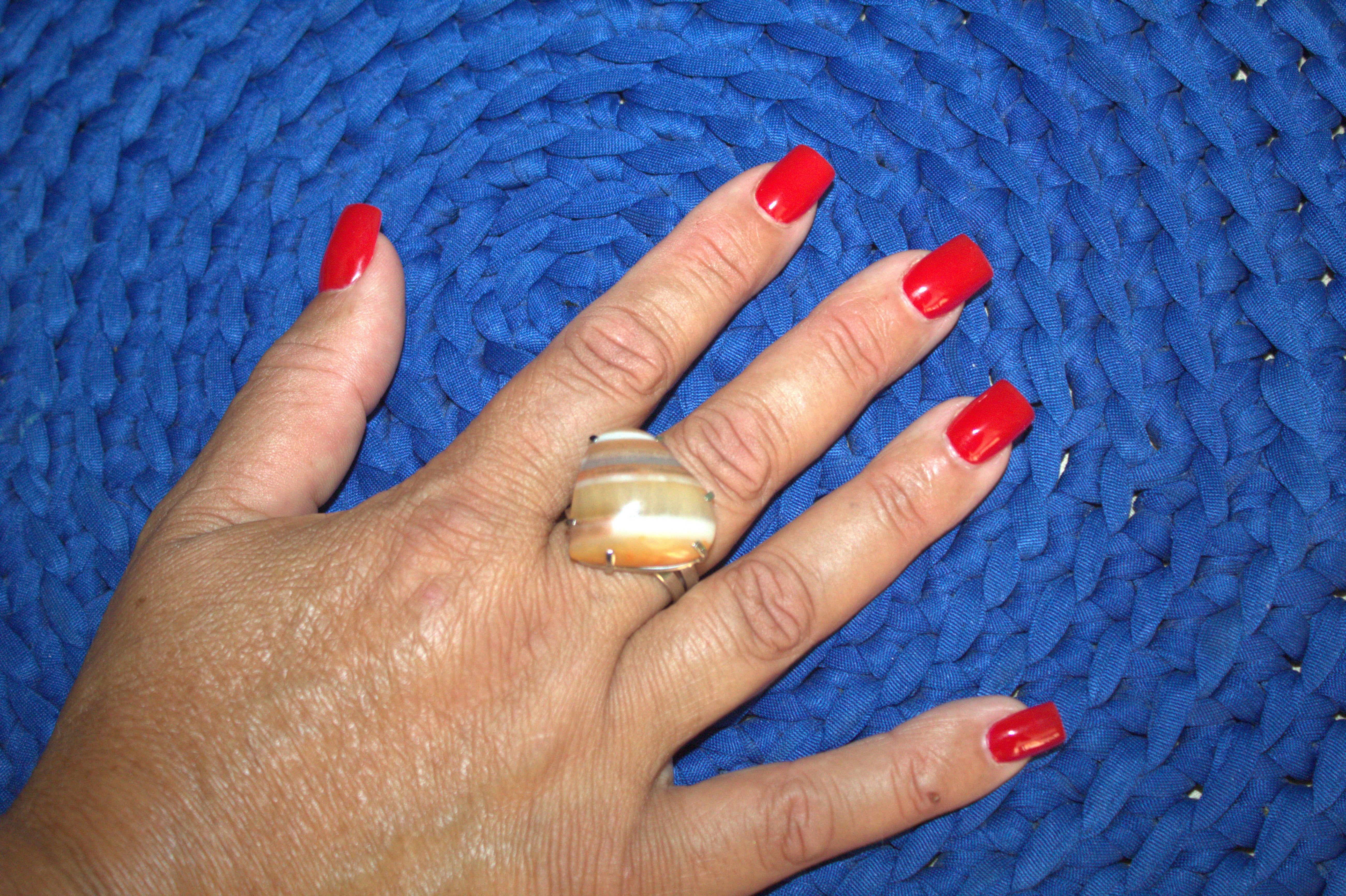 Anillo corazón de ágata natural mixta