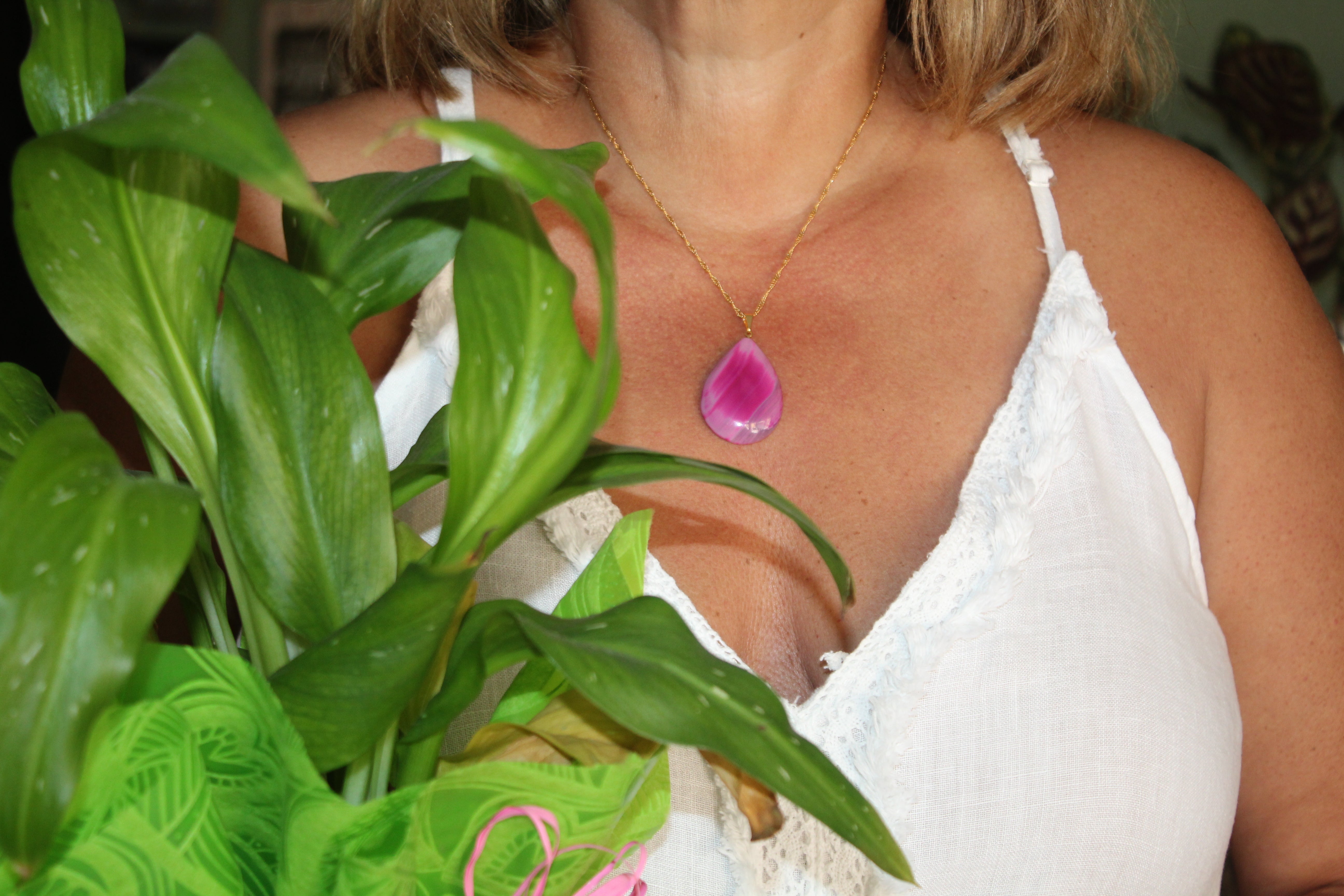Collar de ágata rosa