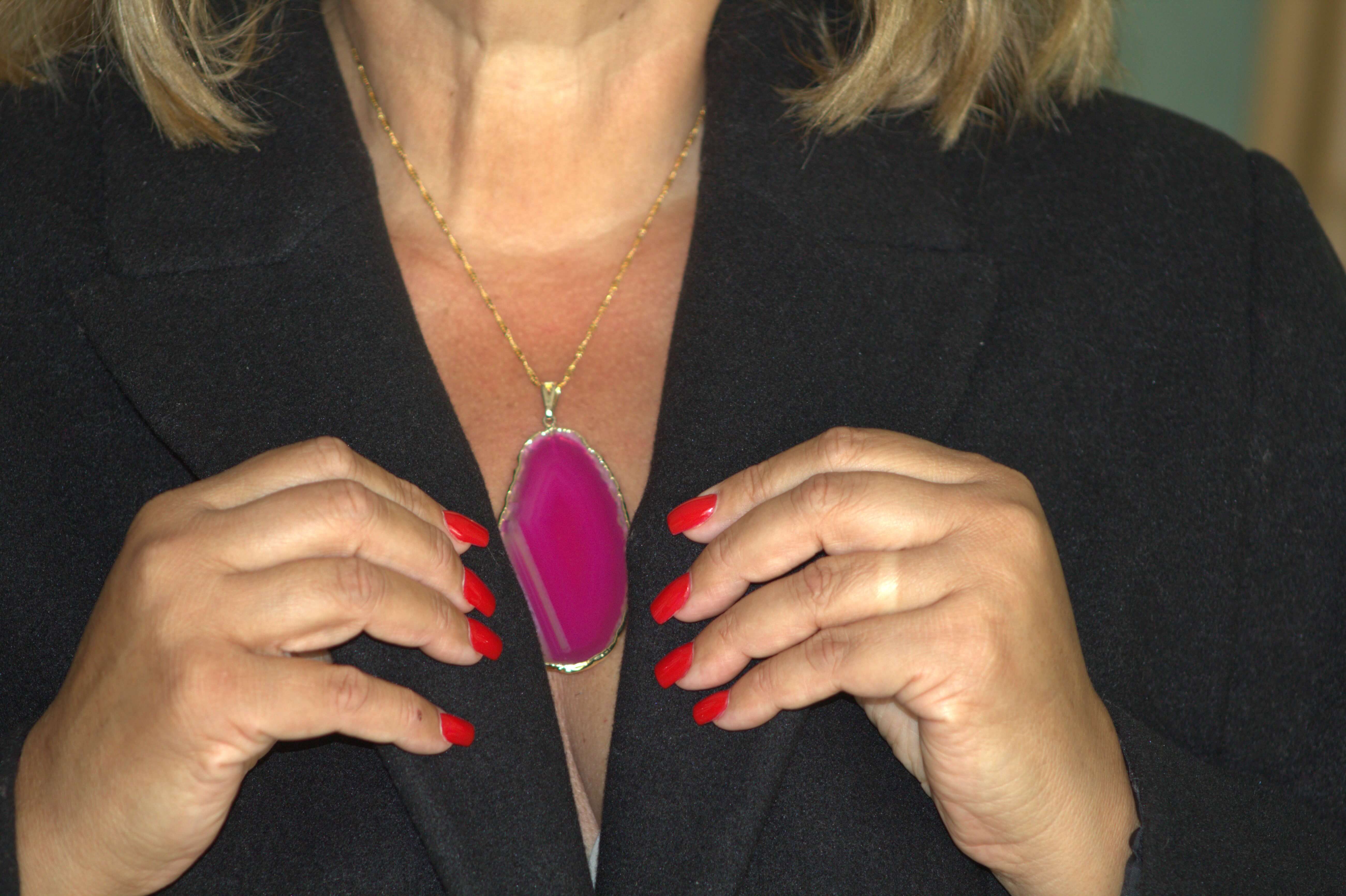 Collar mixto de ágata rosa