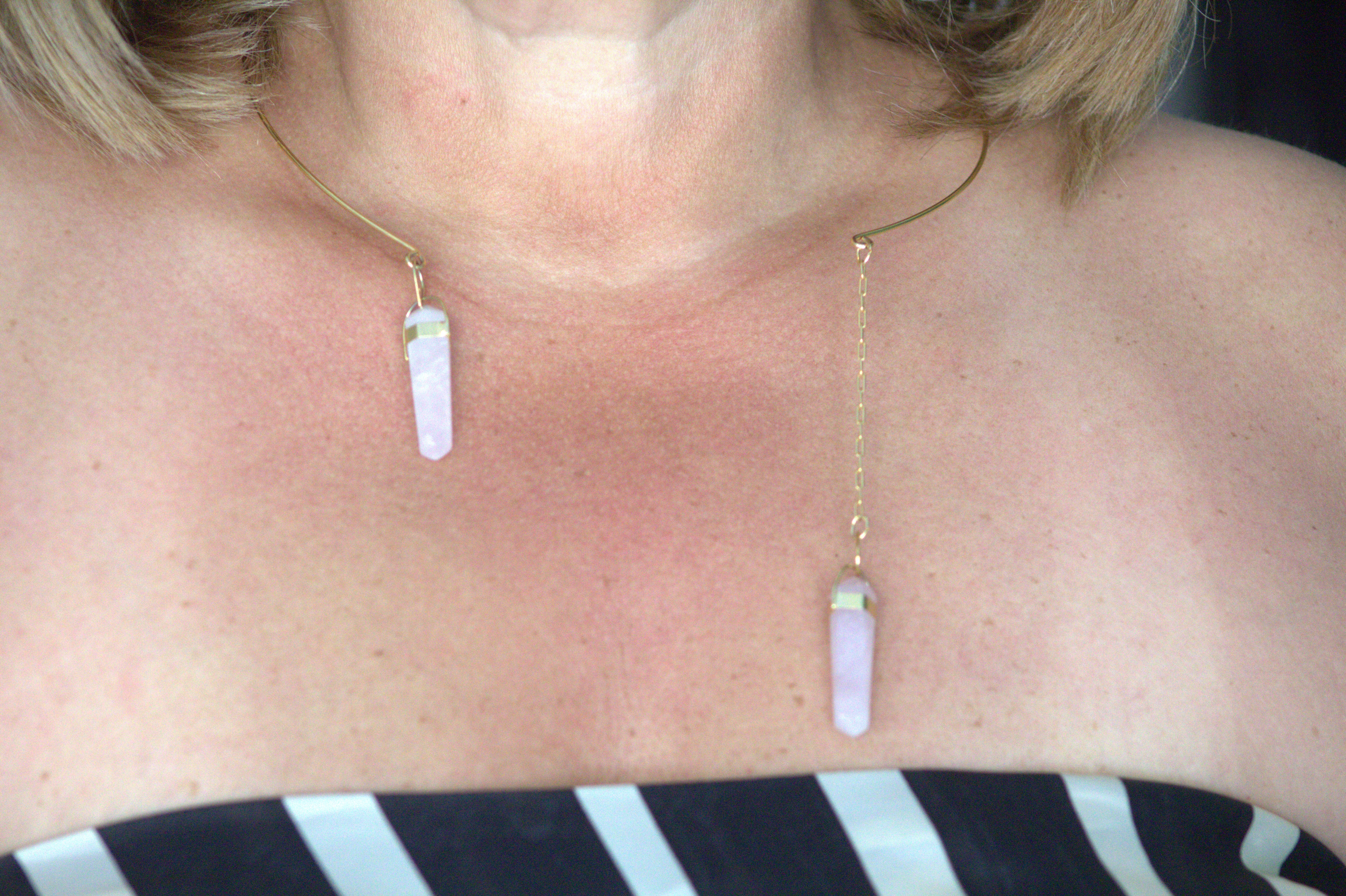 Collar lazo cuarzo rosa