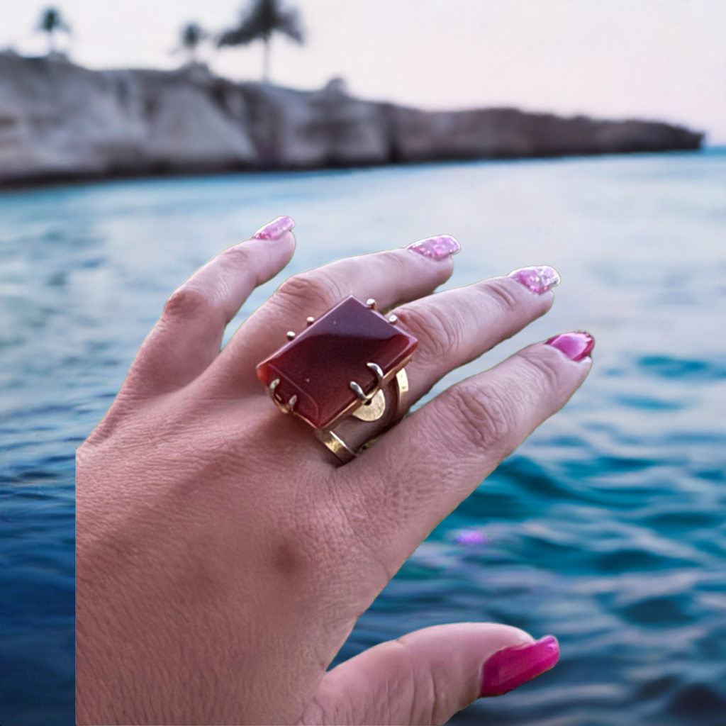 anillo de ágata de fuego