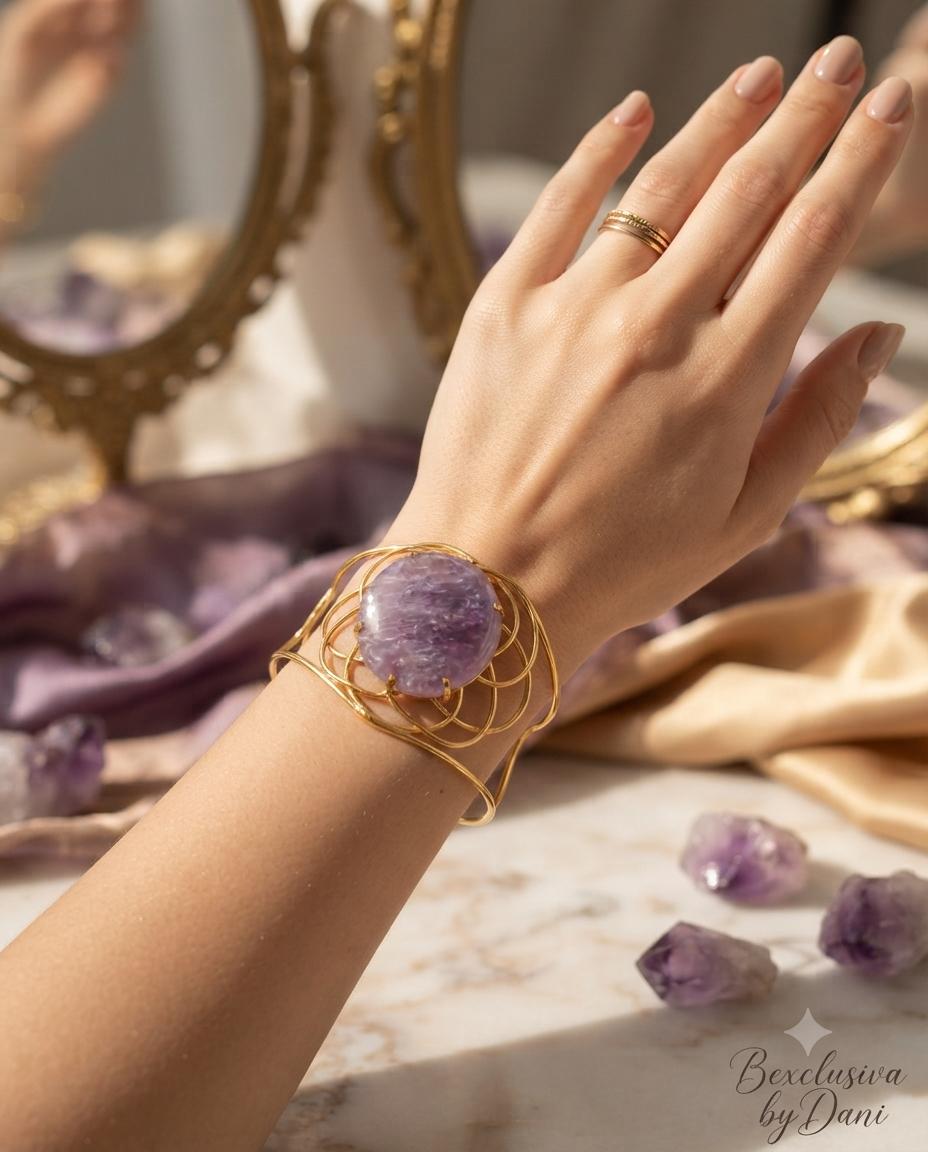 bracelete com pedra ametista