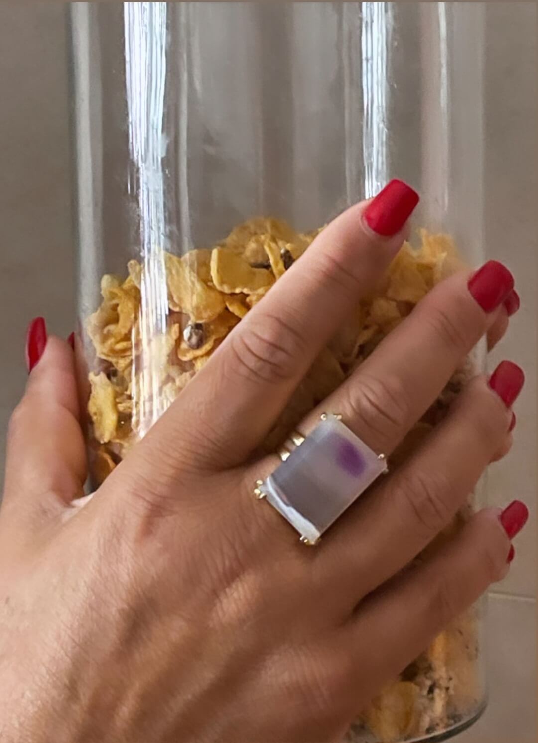 Anillo mixto de ágata morada